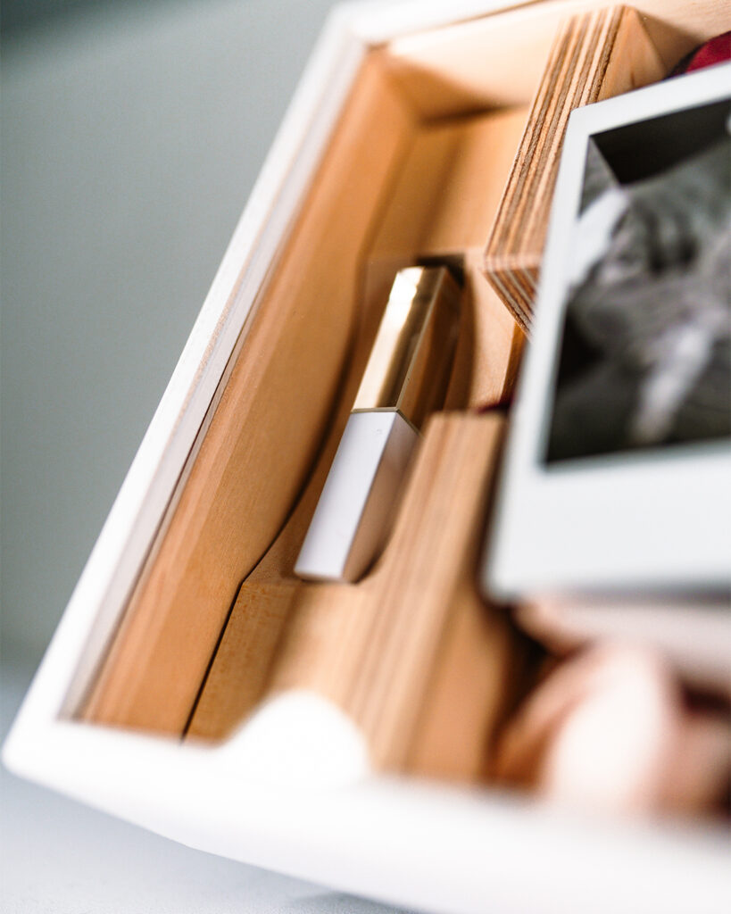 USB Holzbox Weiß Hochzeiten Polariod Bild Wedding