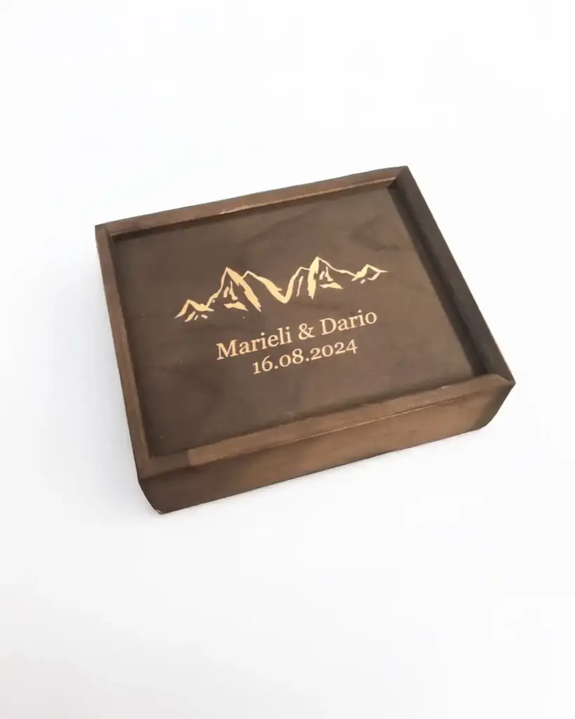 USB Holzbox Hochzeit Ehepaar Wedding Holzbraun